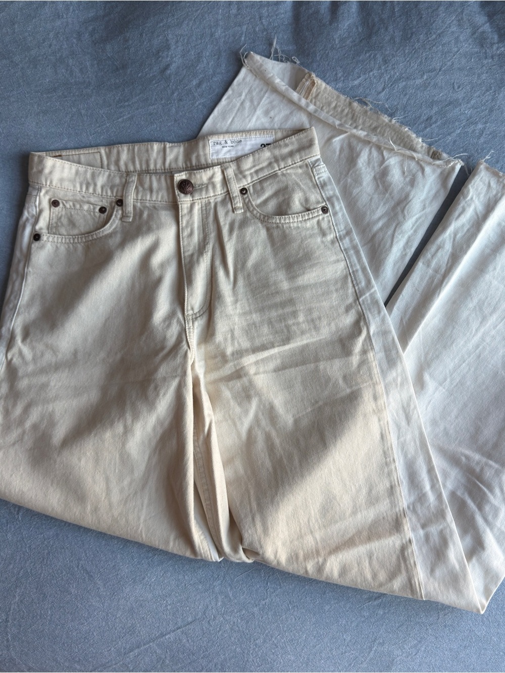 rag & bone Cream High-Rise Straight Jeans